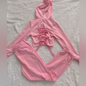Pink corset track suit